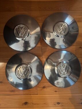 Volkswagen 10” Chrome 50’s-60’s Bug, Bus, Karmann Ghia Silver Hubcaps Set of 4